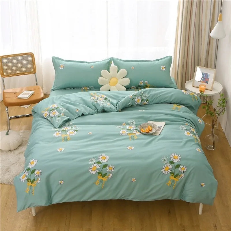 Nordic Lattice Floral Geometric Duvet Cover – Elegant & Skin-Friendly