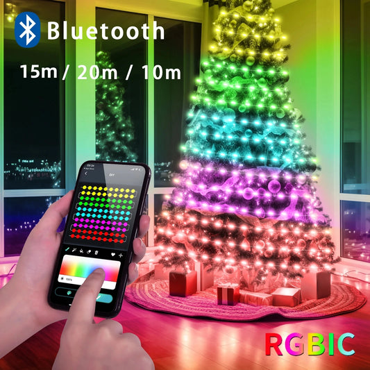 Bluetooth RGBIC Fairy String Lights: App & Remote-Controlled Christmas Decor