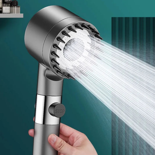 3-Mode High-Pressure Shower Head with Massage Brush