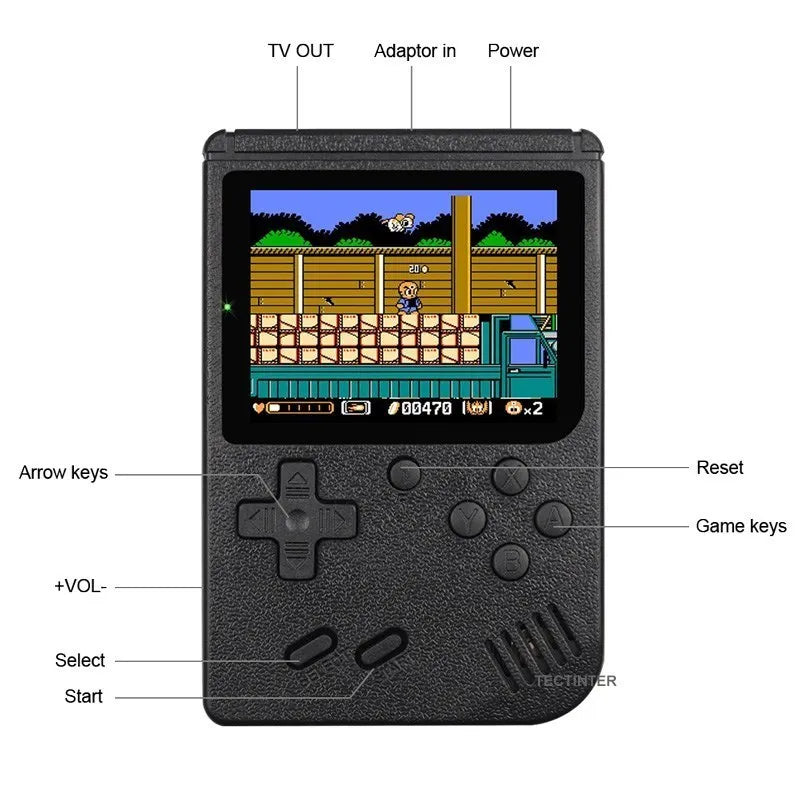 Retro Mini Handheld Game Console – 8-Bit Color LCD with 500 Built-In Games for Kids