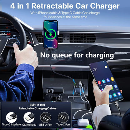 High-Speed 4-in-1 Retractable Car Charger