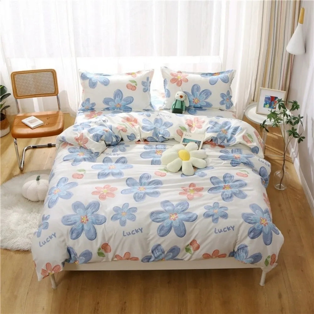 Nordic Lattice Floral Geometric Duvet Cover – Elegant & Skin-Friendly