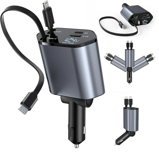 High-Speed 4-in-1 Retractable Car Charger