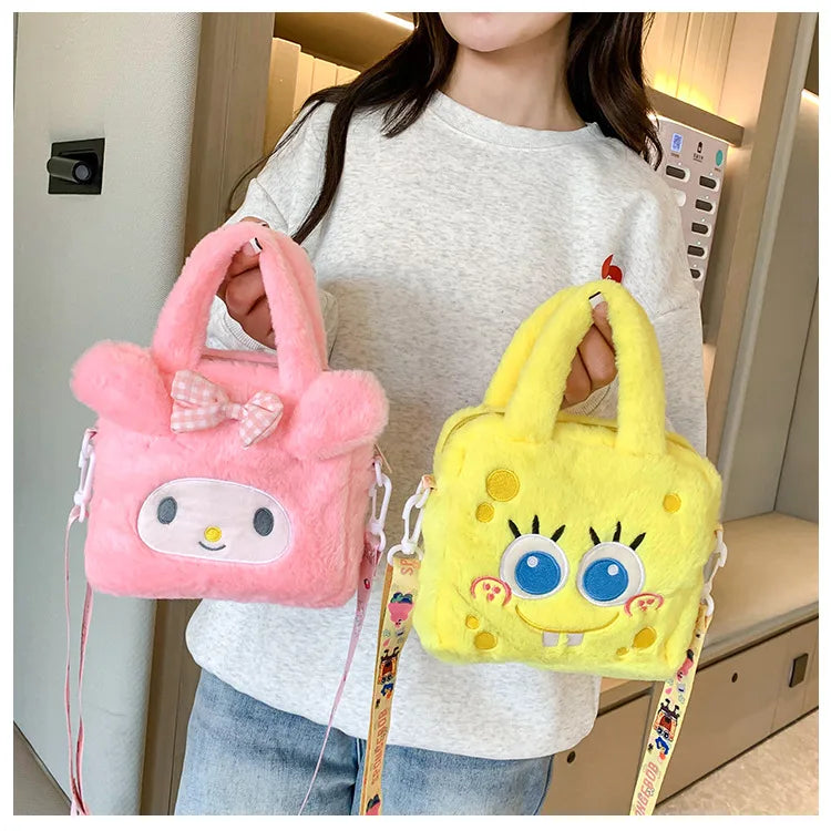 Kawaii Sanrio Plush Bag – Kurumi, Cinnamon Roll & My Melody Anime Travel Bag for Women & Girls