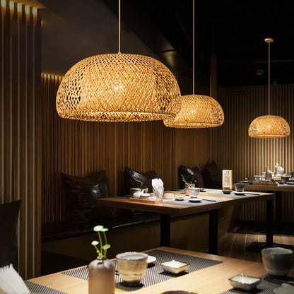 Elegant Bamboo Pendant Lamps: Handwoven Chinese Style