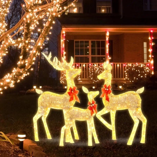 Illuminated Christmas Deer Sleigh Outdoor Decor