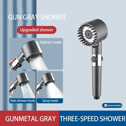 3-Mode High-Pressure Shower Head with Massage Brush