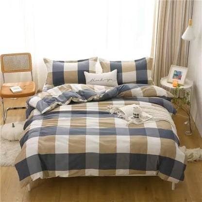 Nordic Lattice Floral Geometric Duvet Cover – Elegant & Skin-Friendly