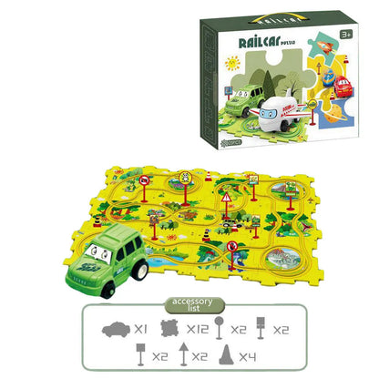 Multi-Functional Railroad Car Puzzle Set