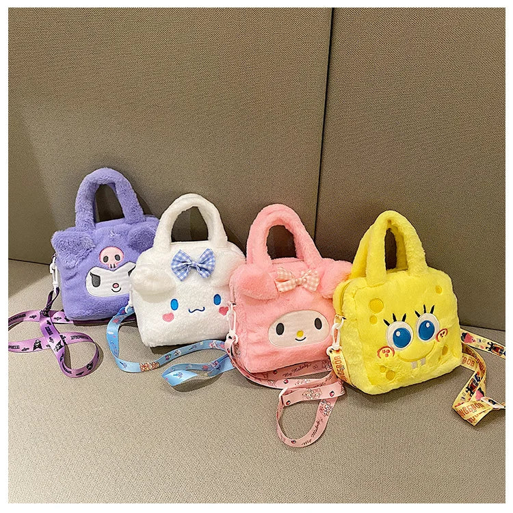 Kawaii Sanrio Plush Bag – Kurumi, Cinnamon Roll & My Melody Anime Travel Bag for Women & Girls