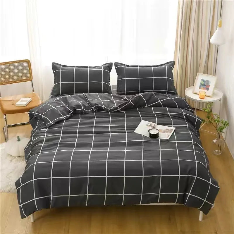 Nordic Lattice Floral Geometric Duvet Cover – Elegant & Skin-Friendly