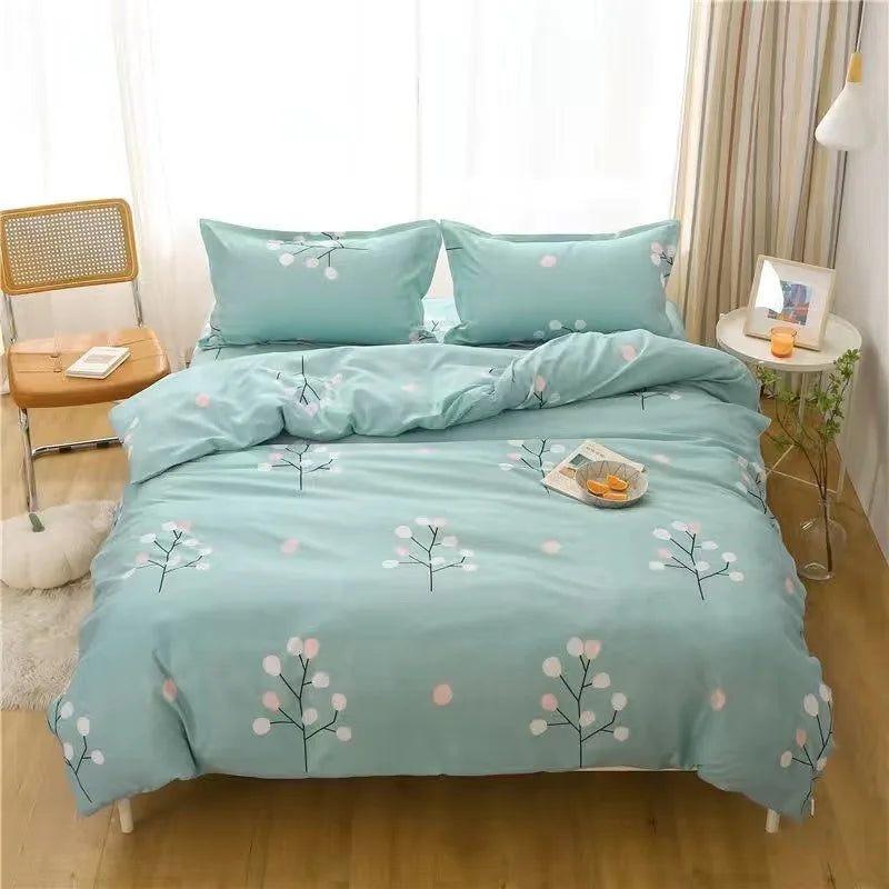 Nordic Lattice Floral Geometric Duvet Cover – Elegant & Skin-Friendly