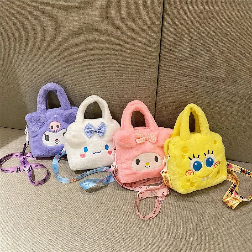 Kawaii Sanrio Plush Bag – Kurumi, Cinnamon Roll & My Melody Anime Travel Bag for Women & Girls