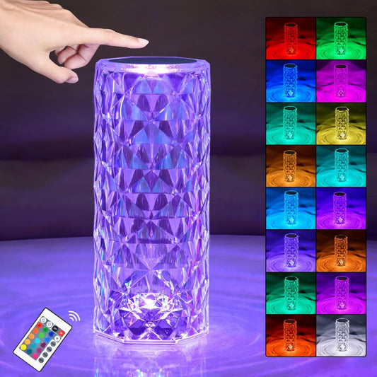 Enchanting RGB Crystal Rose Lamp: Touch & Remote-Controlled