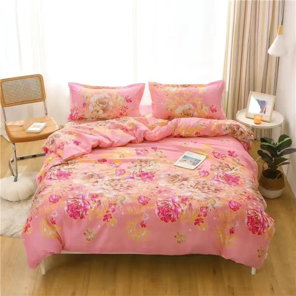 Nordic Lattice Floral Geometric Duvet Cover – Elegant & Skin-Friendly